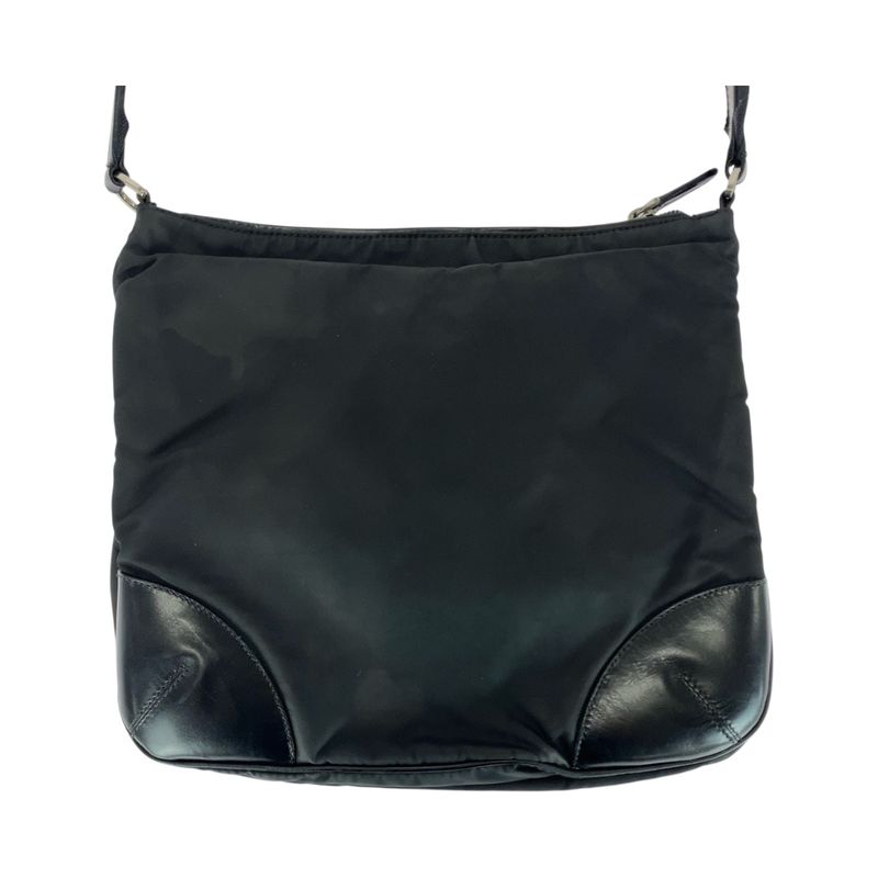 Prada Tessuto Triangle Logo Plate Silver Hardware Nylon Leather Shoulder Bag