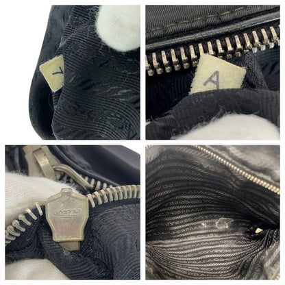 Prada Tessuto Triangle Logo Plate Silver Hardware Nylon Leather Shoulder Bag