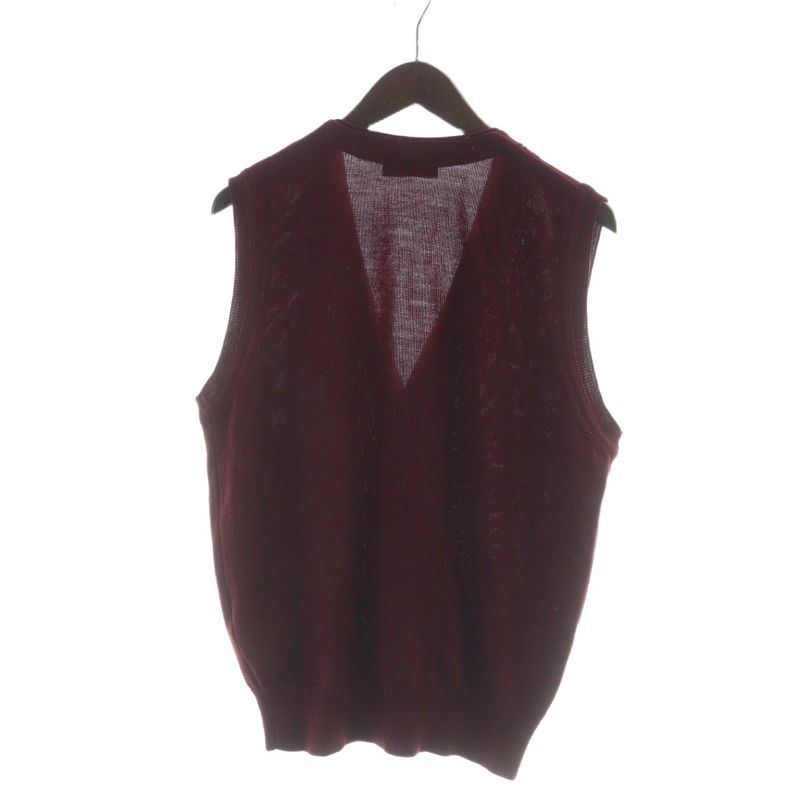 Yves Saint Laurent YVES Saint Laurent Knitted Vest Wool Single V-neck Red -