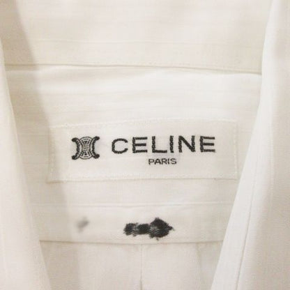 Celine Shirt Y Shirt Long Sleeve Cotton Shadow Stripe Logo Embroidery White MN1