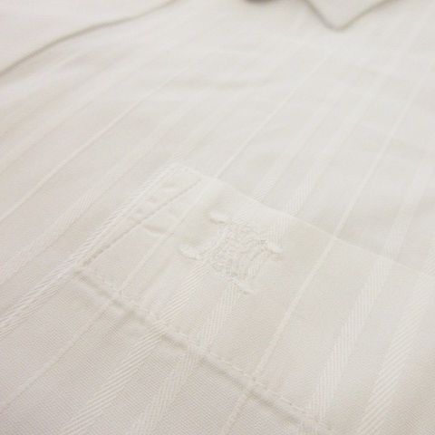 Celine Shirt Y Shirt Long Sleeve Cotton Shadow Stripe Logo Embroidery White MN1