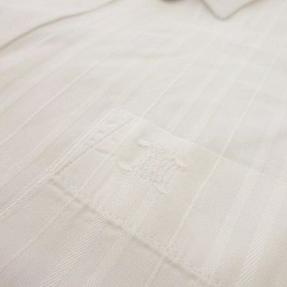 Celine Shirt Y Shirt Long Sleeve Cotton Shadow Stripe Logo Embroidery White MN1