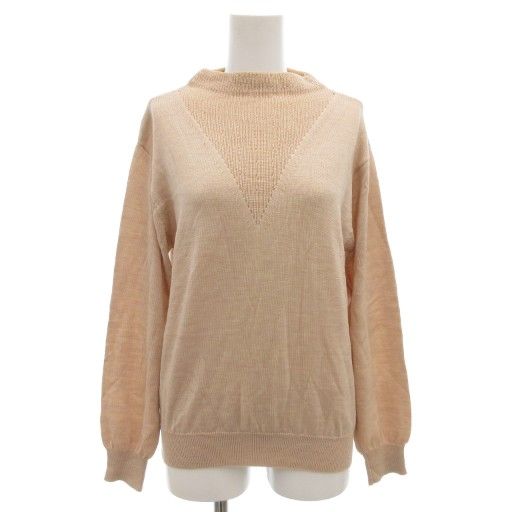 Christian DIOR Vintage Knit Sweater Long Sleeve M Mock Neck Pullover Wool Beige
