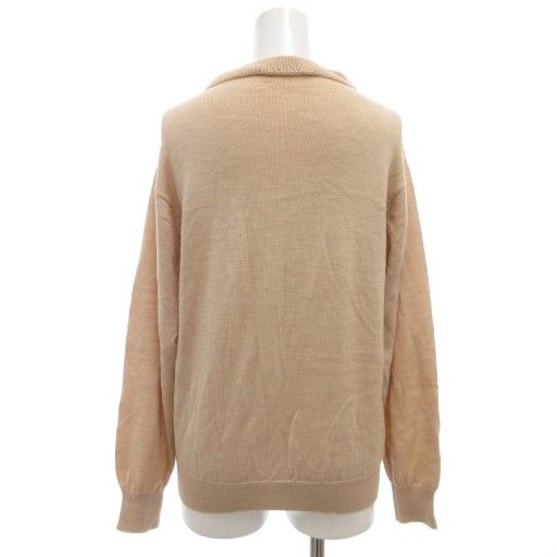 Christian DIOR Vintage Knit Sweater Long Sleeve M Mock Neck Pullover Wool Beige