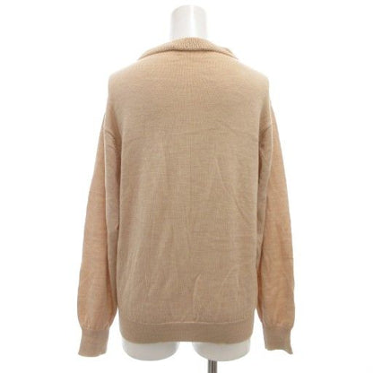 Christian DIOR Vintage Knit Sweater Long Sleeve M Mock Neck Pullover Wool Beige