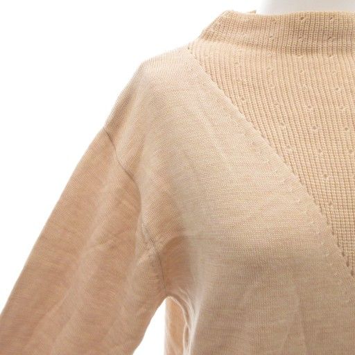 Christian DIOR Vintage Knit Sweater Long Sleeve M Mock Neck Pullover Wool Beige