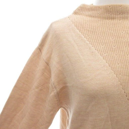 Christian DIOR Vintage Knit Sweater Long Sleeve M Mock Neck Pullover Wool Beige