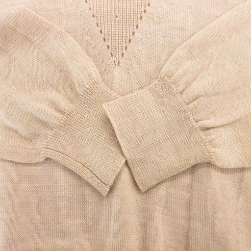 Christian DIOR Vintage Knit Sweater Long Sleeve M Mock Neck Pullover Wool Beige