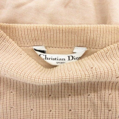 Christian DIOR Vintage Knit Sweater Long Sleeve M Mock Neck Pullover Wool Beige