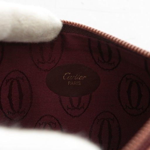 Cartier Must Line Pouch Small Bag Leather With Chain Logo Gold Hardware