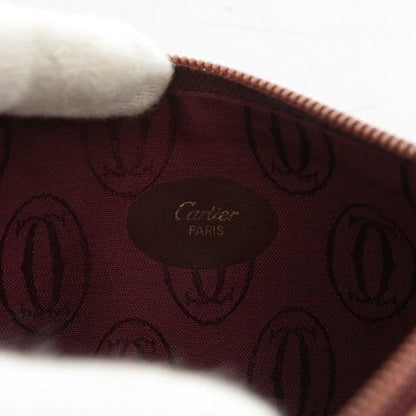 Cartier Must Line Pouch Small Bag Leather With Chain Logo Gold Hardware