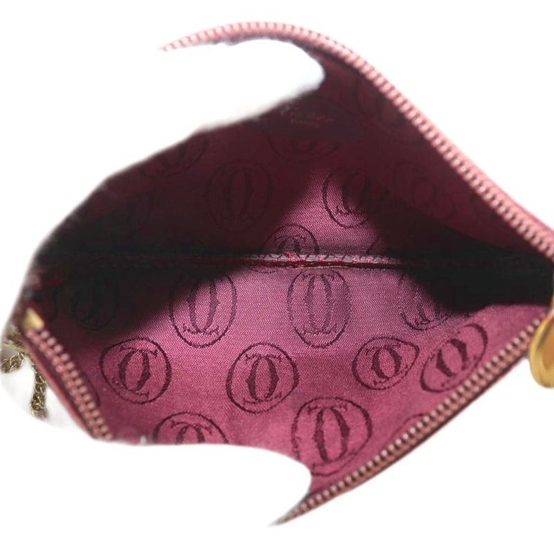 Cartier Must Line Pouch Small Bag Leather With Chain Logo Gold Hardware