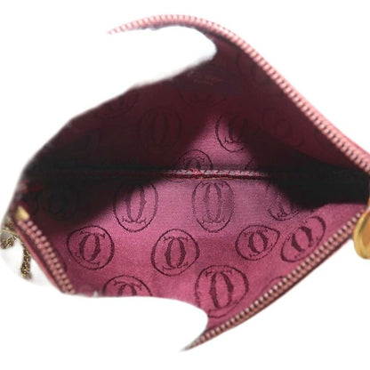Cartier Must Line Pouch Small Bag Leather With Chain Logo Gold Hardware