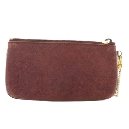 Cartier Must Line Pouch Small Bag Leather With Chain Logo Gold Hardware