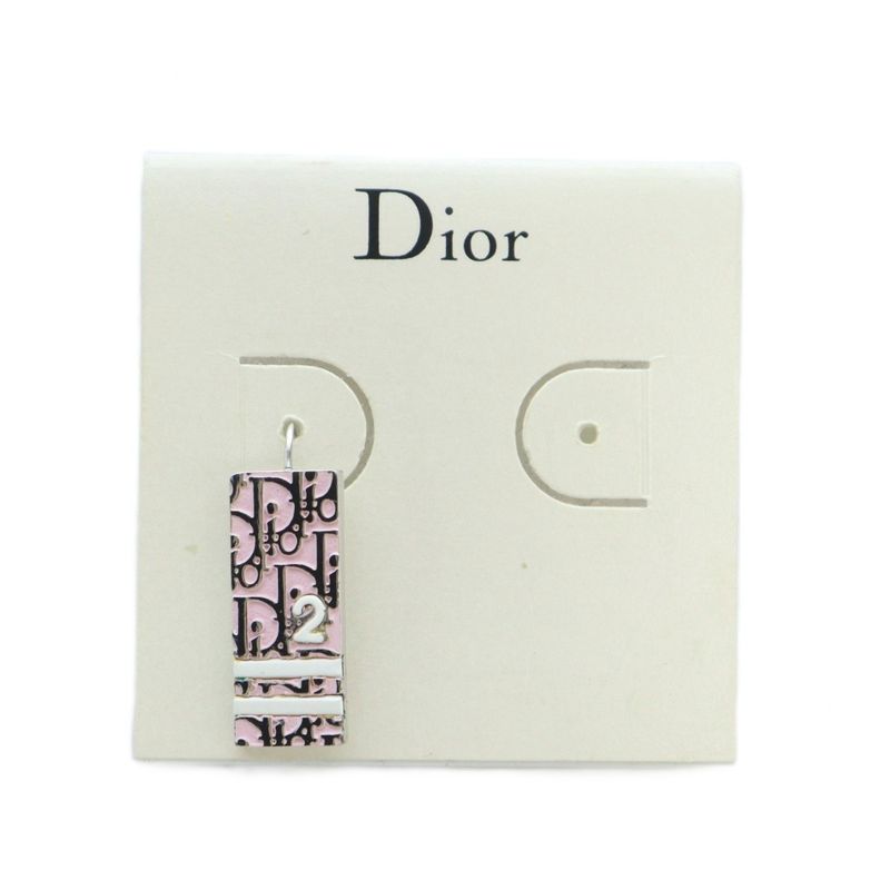 Dior Earrings One Ear Only Accessories Signature Logo Silver Color Pink - GY18
