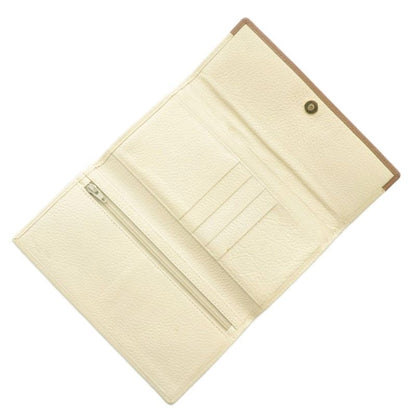 Christian DIOR Long Wallet Trifold Leather CD Logo Ivory Brown XZ - GY18