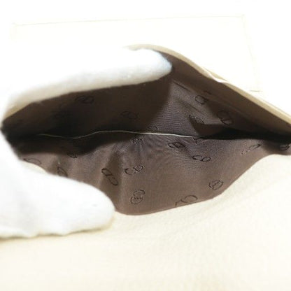 Christian DIOR Long Wallet Trifold Leather CD Logo Ivory Brown XZ - GY18