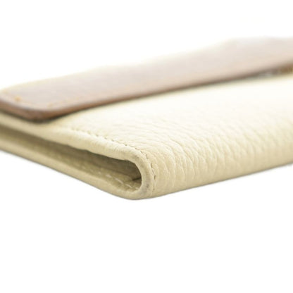 Christian DIOR Long Wallet Trifold Leather CD Logo Ivory Brown XZ - GY18