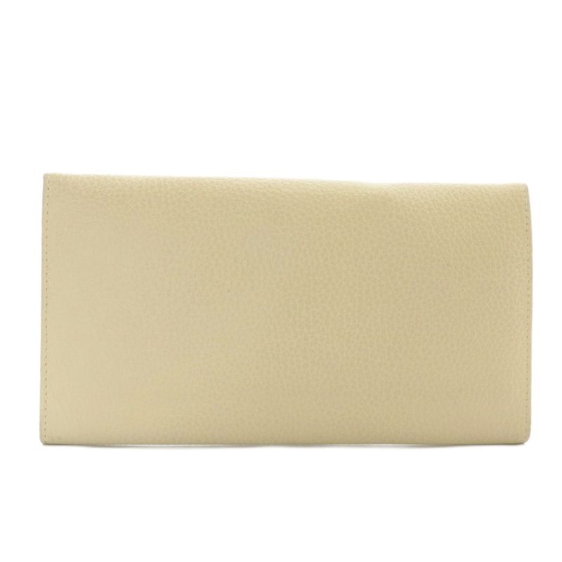 Christian DIOR Long Wallet Trifold Leather CD Logo Ivory Brown XZ - GY18