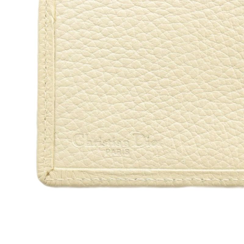 Christian DIOR Long Wallet Trifold Leather CD Logo Ivory Brown XZ - GY18