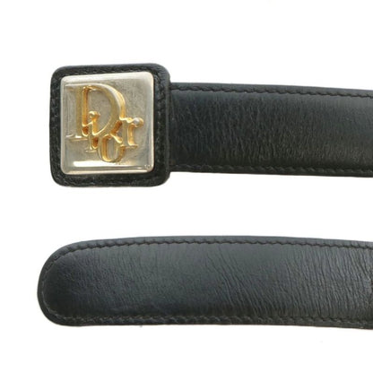 Christian DIOR Belt Leather Buckle Logo Gold Hardware 70 Black XZ - OH - GY11
