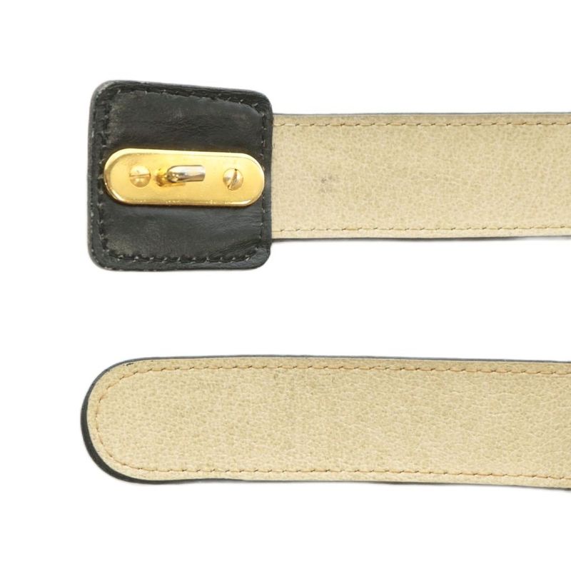 Christian DIOR Belt Leather Buckle Logo Gold Hardware 70 Black XZ - OH - GY11