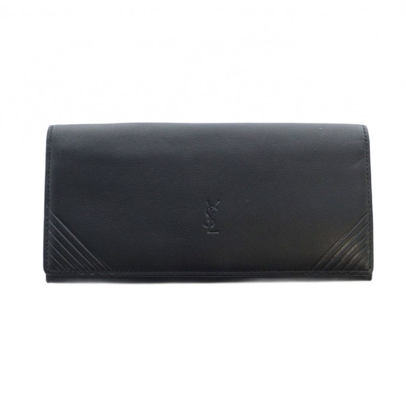 Yves Saint Laurent YVES Saint Laurent Long Wallet Leather Shape Pressed Logo