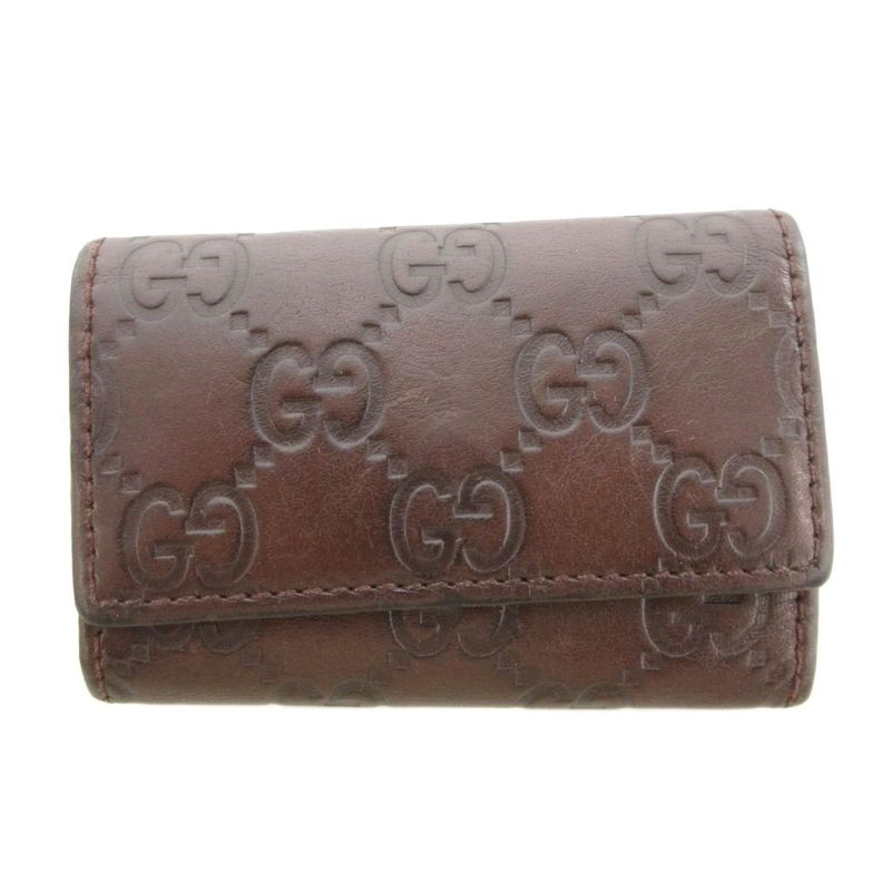 Gucci Shimmer 6-strap Key Case Leather GG Signature Embossed Brown 138093 UO -