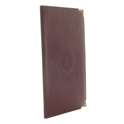 Cartier Must Line Double C Long Wallet Fold Leather Logo Bordeaux XZ - GY18