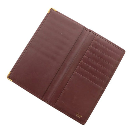 Cartier Must Line Double C Long Wallet Fold Leather Logo Bordeaux XZ - GY18