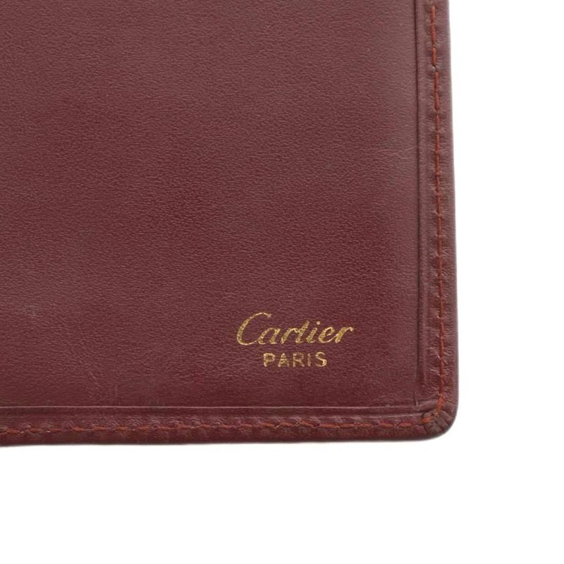 Cartier Must Line Double C Long Wallet Fold Leather Logo Bordeaux XZ - GY18
