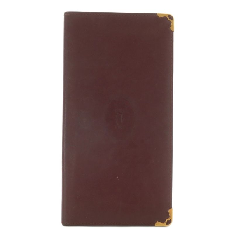 Cartier Must Line Double C Long Wallet Fold Leather Logo Bordeaux XZ - GY18