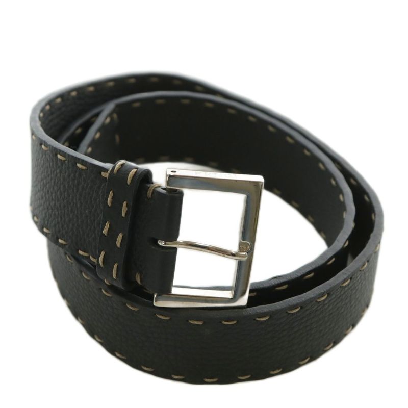 Fendi Belt Dove Leather Stitching 90 36 Black XZ - GY19