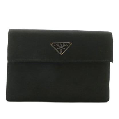 Prada Wallet Trifold Nylon Leather Triangle Logo Plate Black XZ - GY11