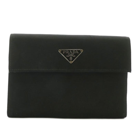 Prada Wallet Trifold Nylon Leather Triangle Logo Plate Black XZ - GY11