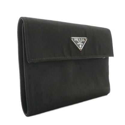 Prada Wallet Trifold Nylon Leather Triangle Logo Plate Black XZ - GY11