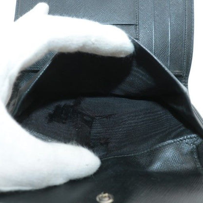 Prada Wallet Trifold Nylon Leather Triangle Logo Plate Black XZ - GY11