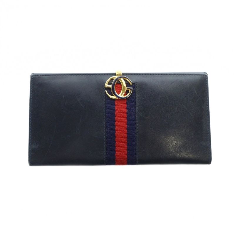 Gucci Long Wallet Leather Logo Sherry Line Black - GY18 MQ - OH