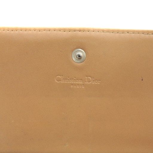 Christian DIOR Long Wallet Fold Canvas Leather Trotter Pattern Total Khaki XZ -