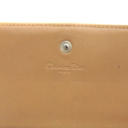 Christian DIOR Long Wallet Fold Canvas Leather Trotter Pattern Total Khaki XZ -