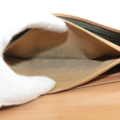 Christian DIOR Long Wallet Fold Canvas Leather Trotter Pattern Total Khaki XZ -