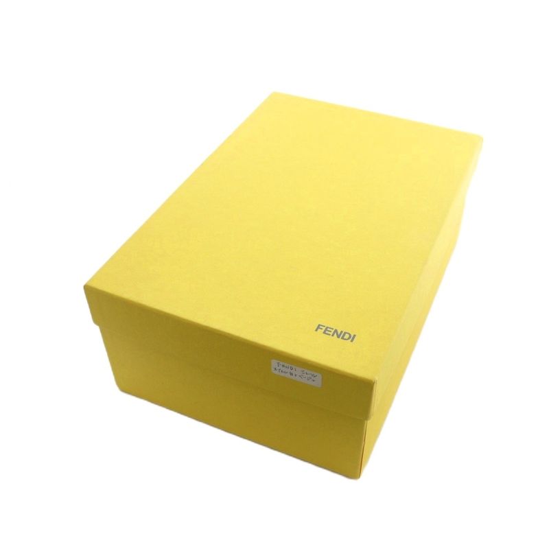 Fendi Sandals Leather Wedge Sole Logo Enamel 37.5 24.5cm (9.65in) Ivory Brown -