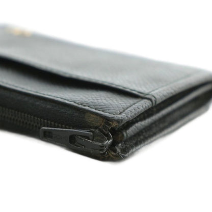 Christian DIOR Coin Case Leather L-shape Zipper CD Logo Black XZ - GY18