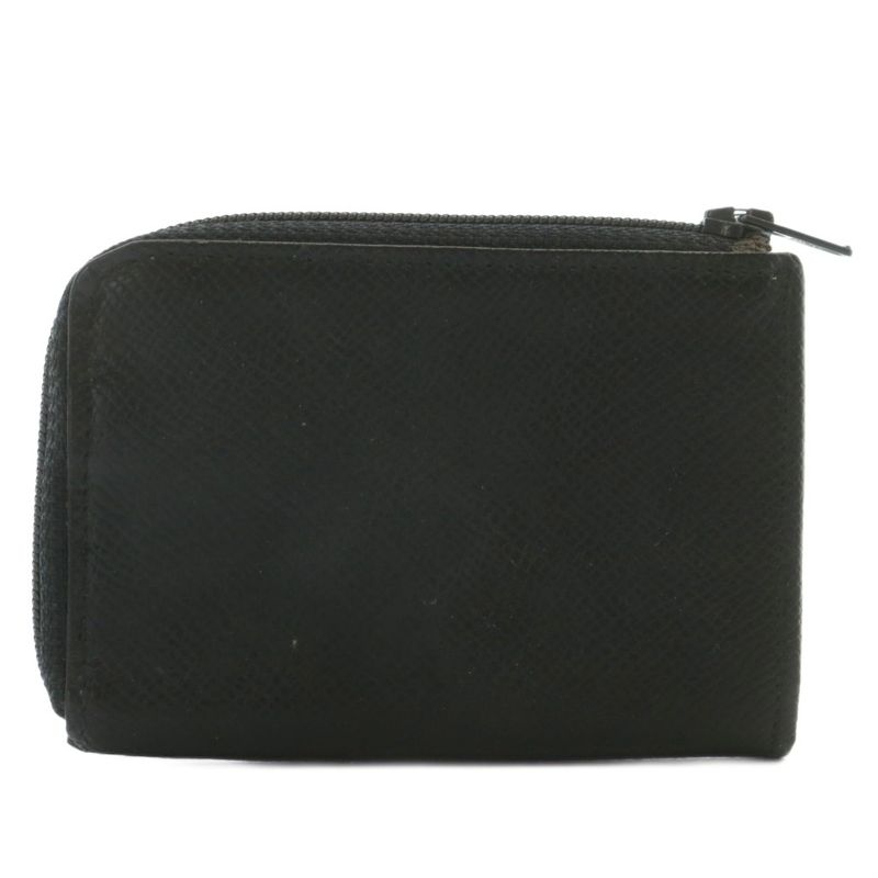 Christian DIOR Coin Case Leather L-shape Zipper CD Logo Black XZ - GY18