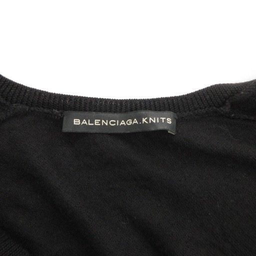 Balenciaga Vintage Cardigan Knit Long Sleeve Light Hand Wool 38 B Logo Embroider
