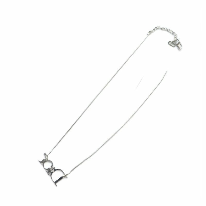 Christian DIOR Necklace Accessories Pendant Logo Top Silver Color - GY11 MQ - OH