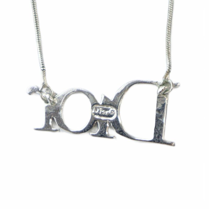 Christian DIOR Necklace Accessories Pendant Logo Top Silver Color - GY11 MQ - OH