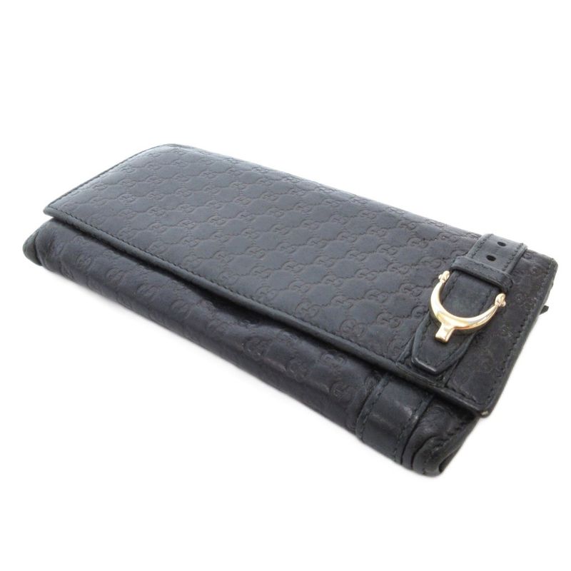 Gucci Shimmer Long Wallet Signature Leather Genuine Leather Black 309760-2067