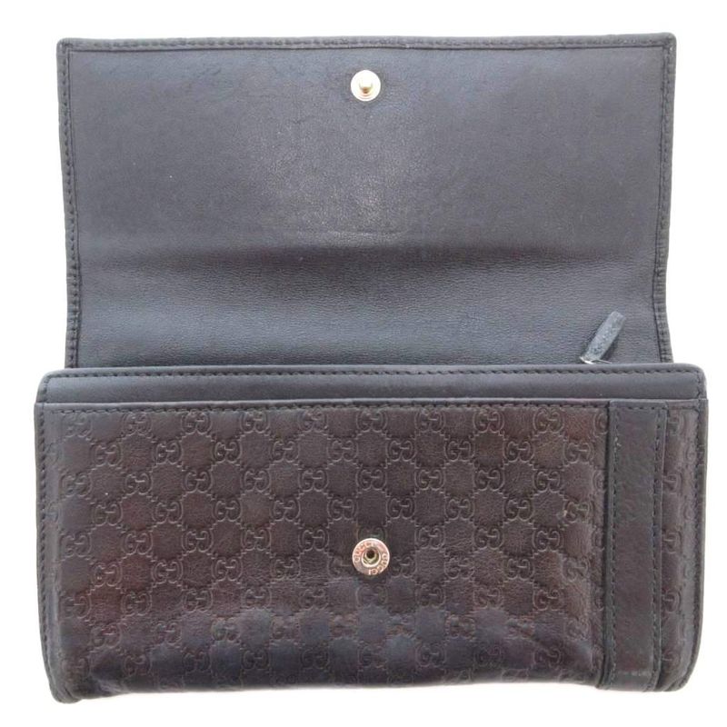 Gucci Shimmer Long Wallet Signature Leather Genuine Leather Black 309760-2067