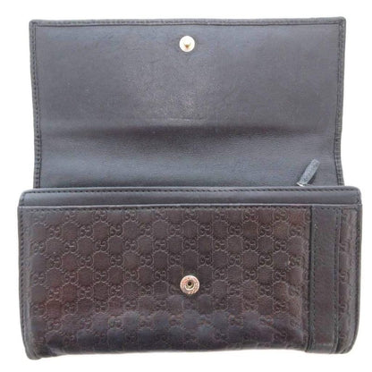 Gucci Shimmer Long Wallet Signature Leather Genuine Leather Black 309760-2067